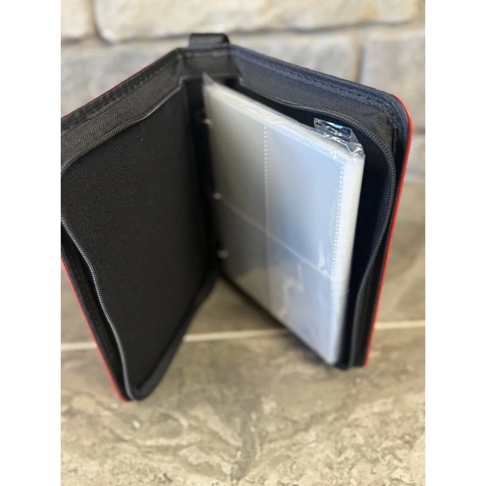 Premium Red Pokéball Lightning Bolt Trading Card Binder TCG Zipper Album Pokémon